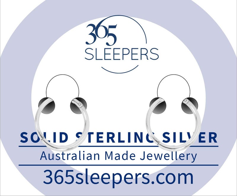 365 Sleepers (12mm) 925 Solid Sterling Silver Australian Made Hinged Sleeper Earrings Nose Lip Septum Tragus Hoop Segment Ring Nickel Free Hypoallergenic - Image 2